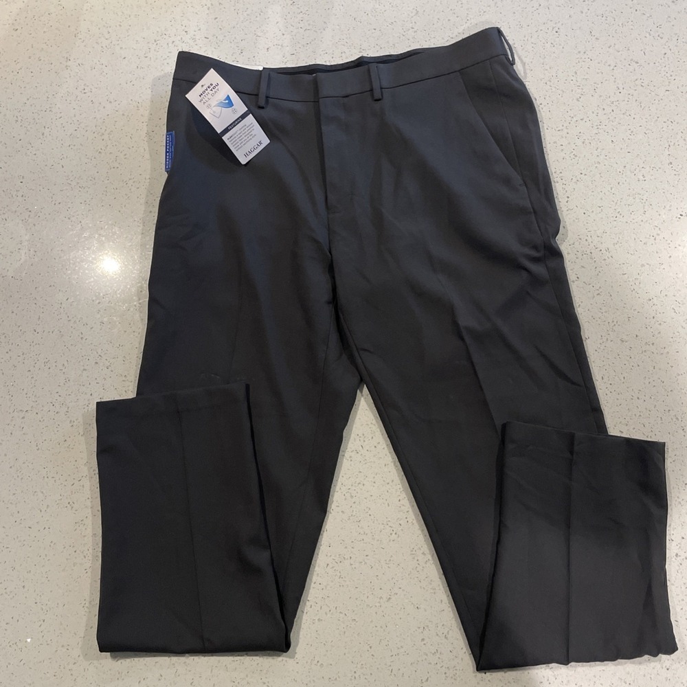 NWT Haggar Active Series Straight‎ Cut 36x32 Straight Fit Gray Flexible